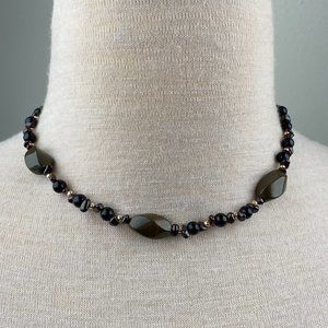 Vintage Stone Beaded Necklace Garnet Bead 17"